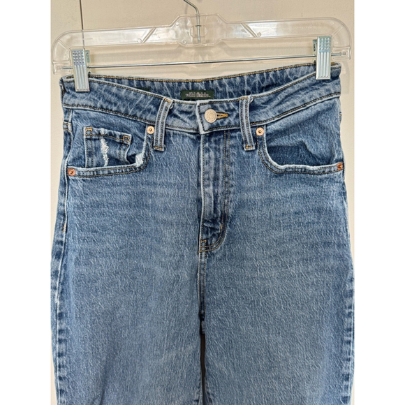 Women's Wild Fable high rise baggy Jeans Size 2/26R Blue Distressed ripped - Picture 2 of 12